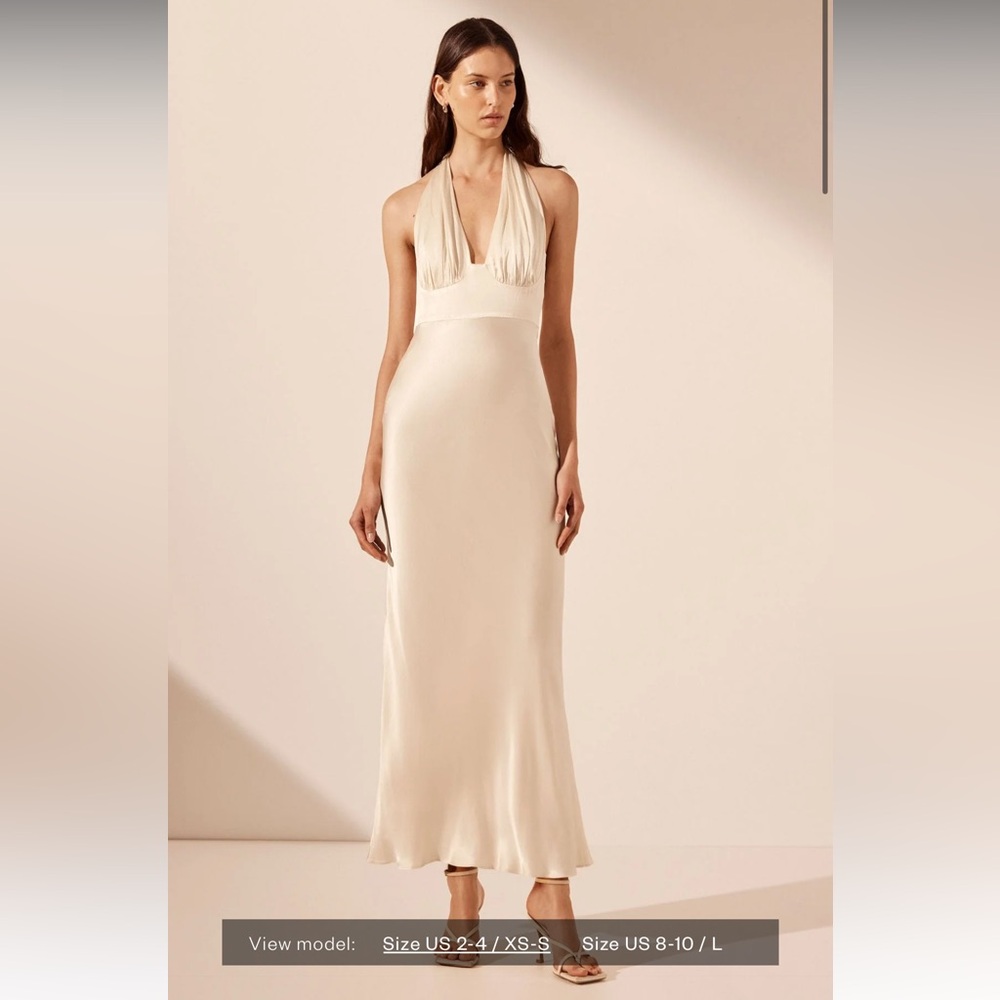 Shona Joy La Lune Plunged Halter Midi Dress - Cream